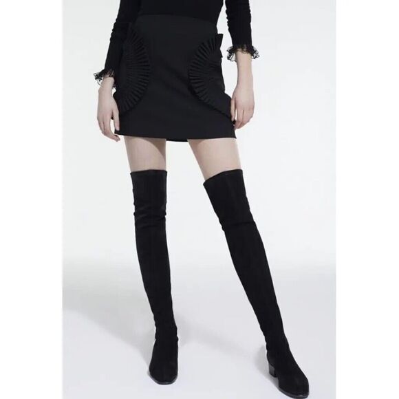 The Kooples Black Stretch Over The Knee LEATHER THIGH-HIGH BOOTS Women’s 36 /5.5 - Picture 11 of 12